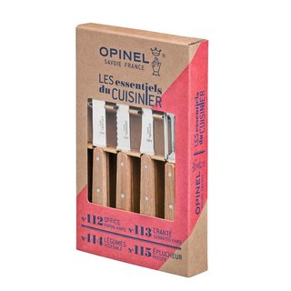 Opinel Kchenmesser Set Essentials Natural 4-teilig rostfrei Buchenholz-Griffe
