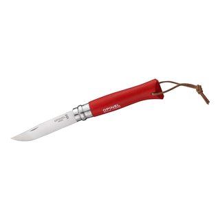 Opinel-Messer Colorama Größe 8 rostfrei Buchenholzgriff rot inklusive Kunstlederetui