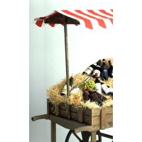 Original Gloco Marktkarren Verkaufswagen mit Markise blau/weiß und Holzräder