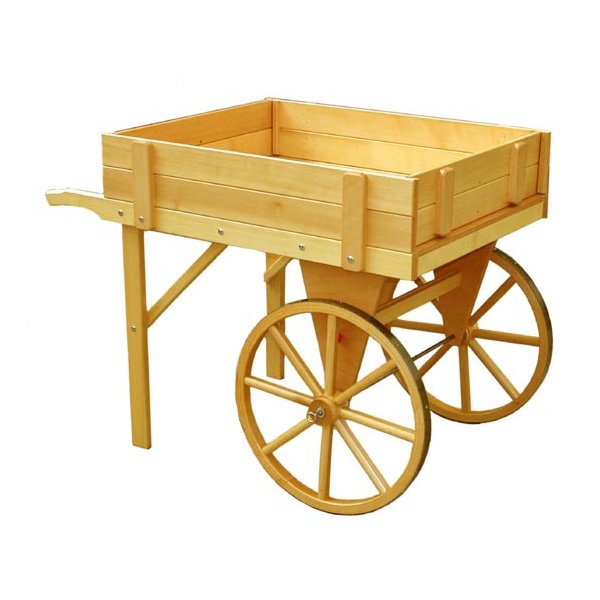 Verkaufswagen rustikel lasiert ohne Markie/Dach, Tischgestell mit Holzräder und Seiten-/Zwischenbretter