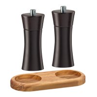 Zassenhaus Set Salzmühle & Pfeffermühle Frankfurt wenge 14 cm & Untersetzer Olivenholz