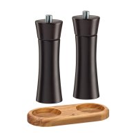 Zassenhaus Set Salzmühle & Pfeffermühle Frankfurt wenge 18 cm & Untersetzer Olivenholz