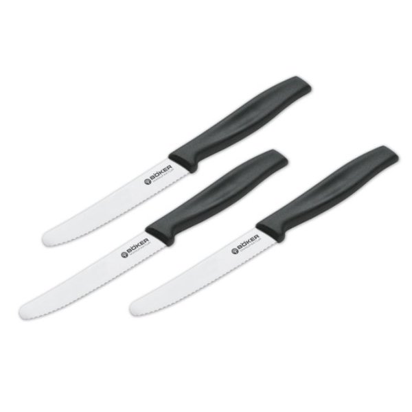 Böker Brötchenmesser Brotzeitmesser rostfrei mit Wellenschliff 3er Set
