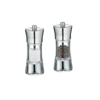 Gewürzmühlen-Set Salzmühle & Pfeffermühle Zassenhaus Aachen Acryl/Edelstahl 14 cm & Mühlenuntersetzer