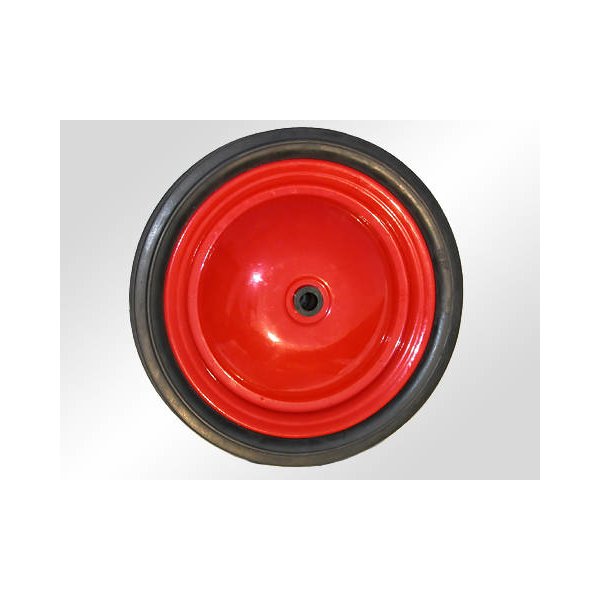 Ersatzrad-Stahlblechscheibe-Vollgummi mit 23 cm Durchmesser, Nabendurchmesser12,5 x 45 mm,  für Gloco Leiterwagen, Hand- und Transportkarren