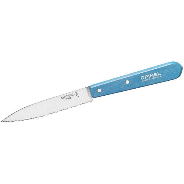 Opinel Küchenmesser No. 113 rostfrei mit Buchenholzgriff hellblau