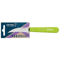 Opinel Gemüsemesser No. 114 gebogene Klinge mit Buchenholzgriff hellgrün