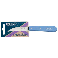 Opinel Gemüsemesser No. 114 gebogene Klinge mit Buchenholzgriff hellblau