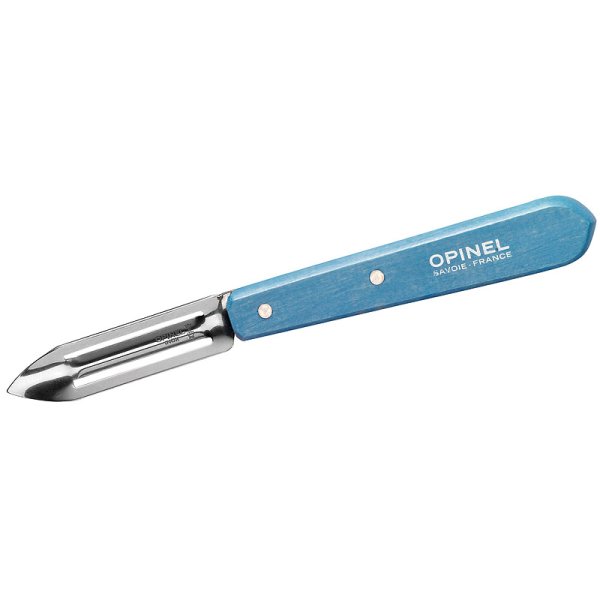 Opinel Schälmesser No. 115 rostfrei mit Buchenholzgriff hellblau