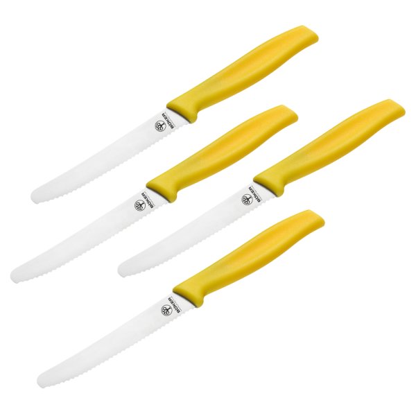 Böker Brötchenmesser Brotzeitmesser rostfrei mit Wellenschliff gelb 4er Set