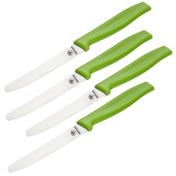 Böker Brötchenmesser Brotzeitmesser rostfrei mit Wellenschliff grün 4er Set