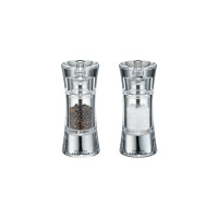 Zassenhaus Set Salzmühle & Pfeffermühle Aachen Acryl 14 cm & Untersetzer Eiche dunkel eckig
