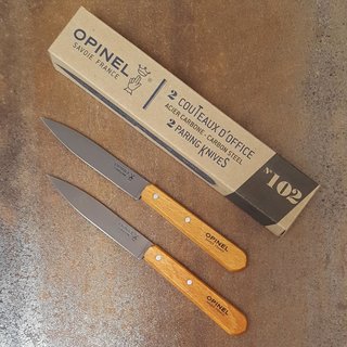 Opinel Küchenmesser Set 2 Stück - Carbon Stahl - nicht rostfrei - Buchenholz Griff