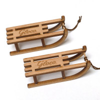 Dekoschlitten Mini-Davoser aus Holz Set 8 Stück
