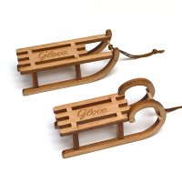 Dekoschlitten Mini-Schlitten aus Holz Set