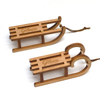 Dekoschlitten Mini-Schlitten aus Holz Set 8 Stück