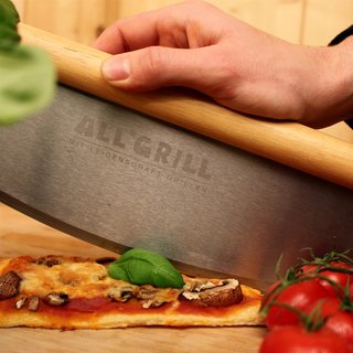 Pizzaschneider Wiegemesser Edelstahl mit Holzgriff