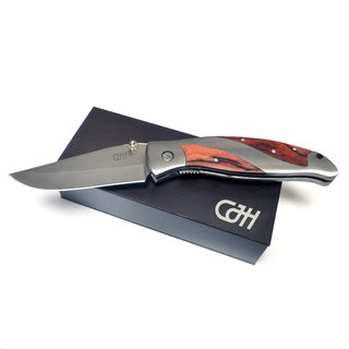 CJH Einhandmesser, Pakkaholz-Schalen Holzschatulle