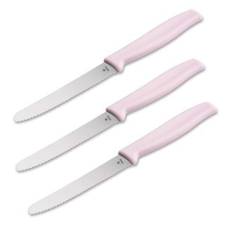 Bker Brtchenmesser Brotzeitmesser rostfrei mit Wellenschliff 3 Stck rosa