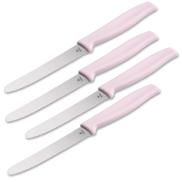 Böker Brötchenmesser Brotzeitmesser rostfrei mit Wellenschliff 4 Stück rosa