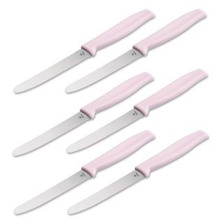 Bker Brtchenmesser Brotzeitmesser rostfrei mit Wellenschliff 6 Stck rosa