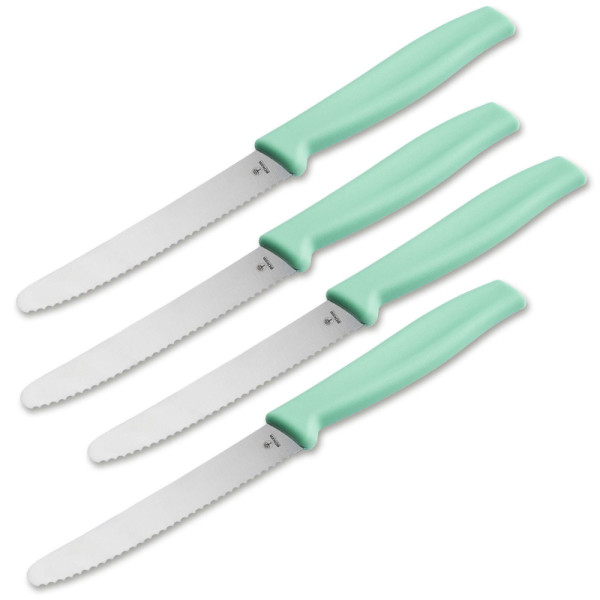 Böker Brötchenmesser Brotzeitmesser rostfrei mit Wellenschliff 4 Stück mintgrün